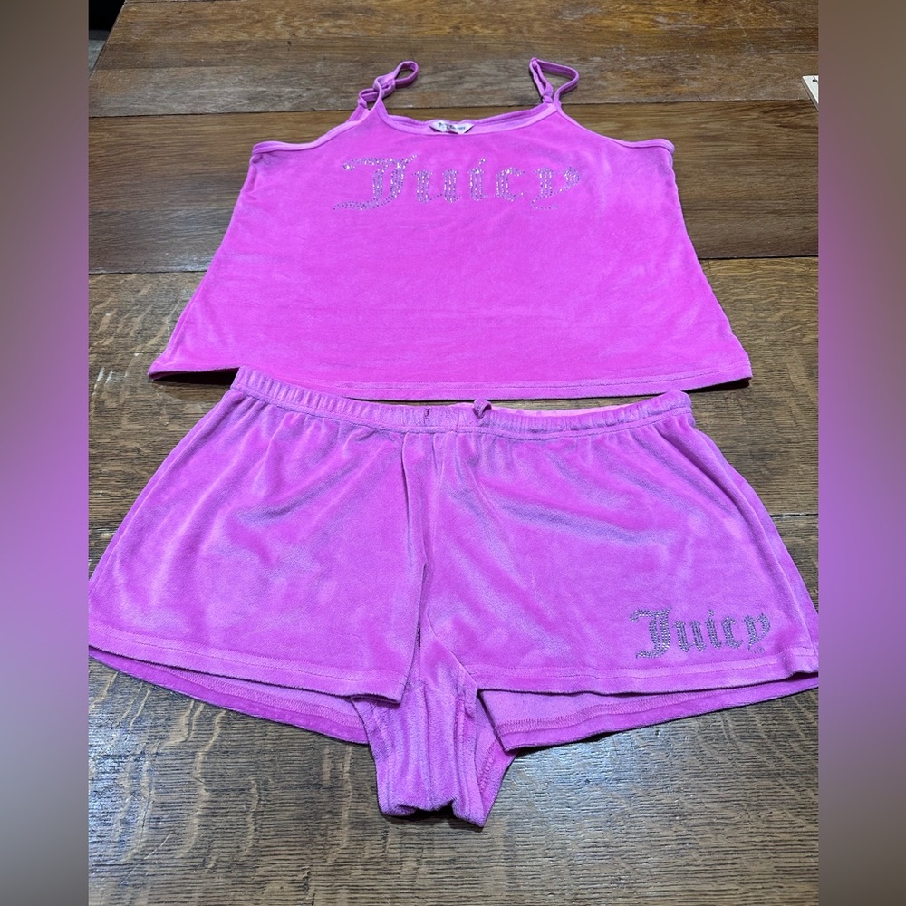 Juicy‎ Couture women’s hot velour Pink Pajama Set bling sparkle AB